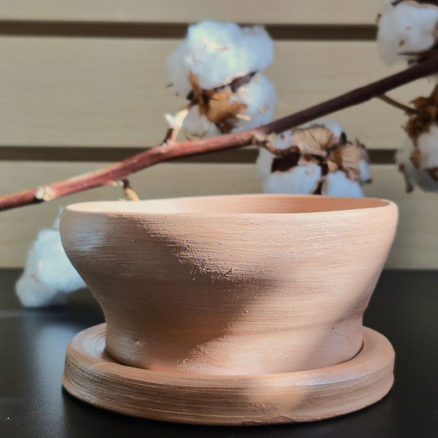 Pot & Soucoupe pour Plante en Argile - Format Moyen