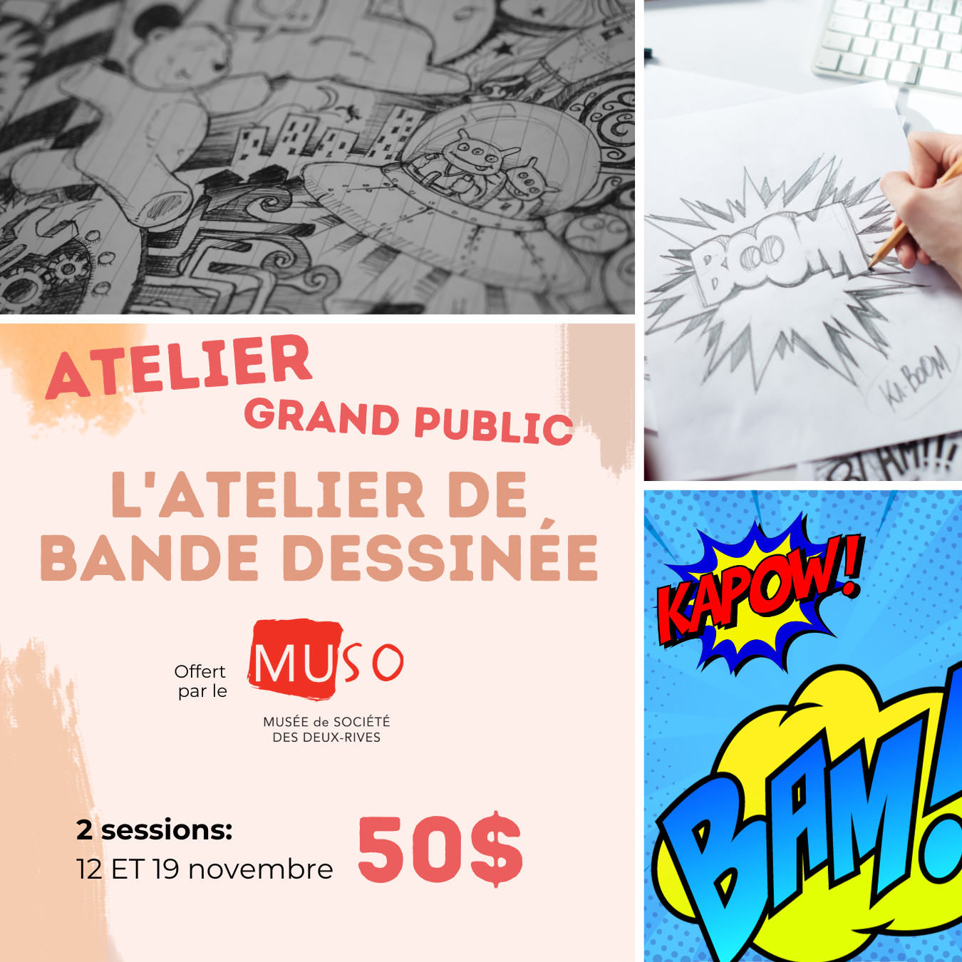 Atelier grand public - "Atelier de bande dessinée" - 12 et 19 novembre 2023