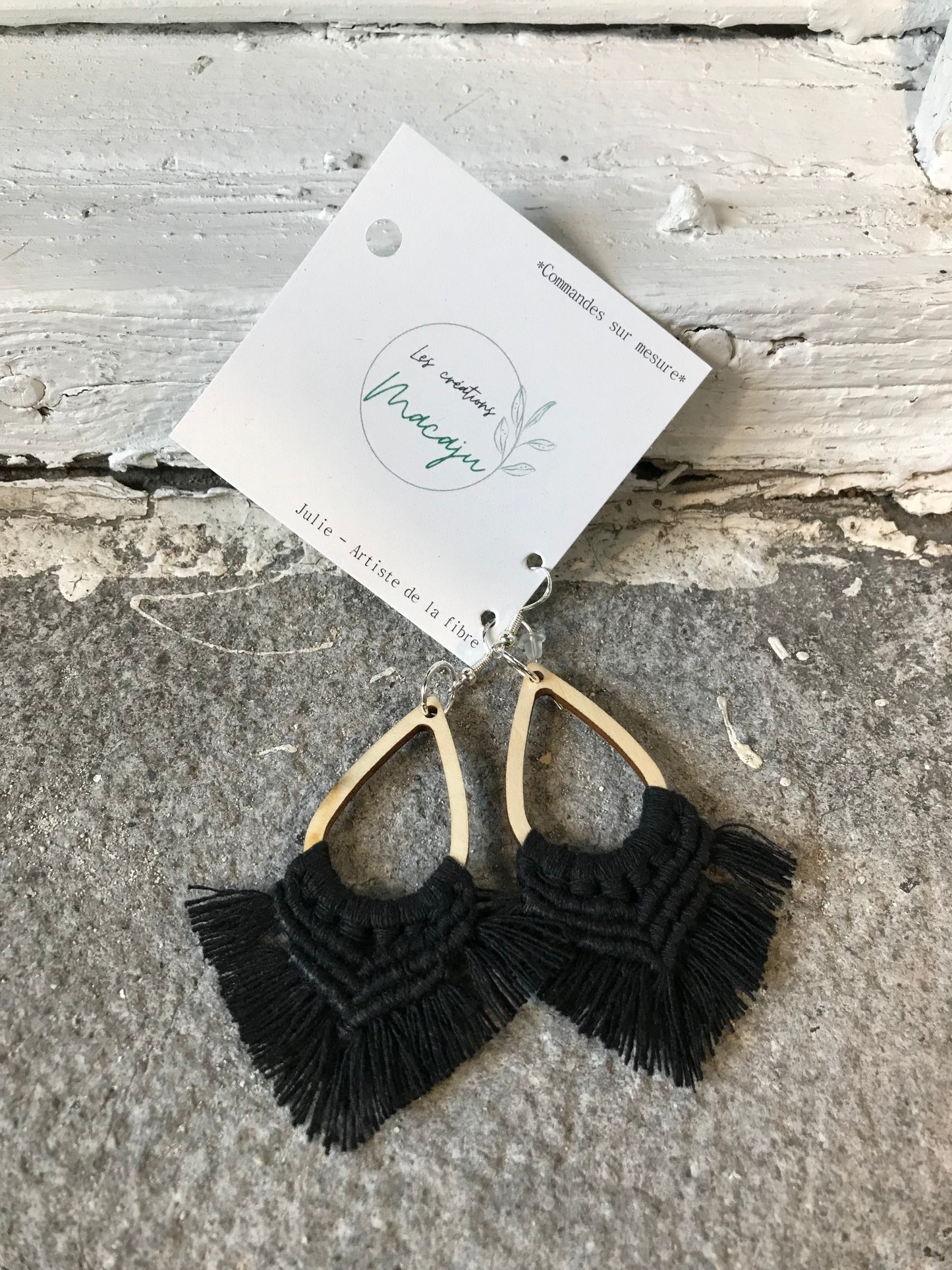 Boucles d'Oreilles LCM Gouttes Bois Noires Petites