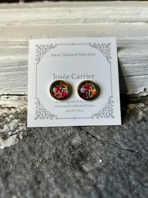 Boucles d'Oreilles JC Rondes Dorées Fleurs des Champs #007