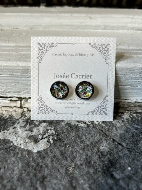 Boucles d'Oreilles JC Rondes Plumes #008