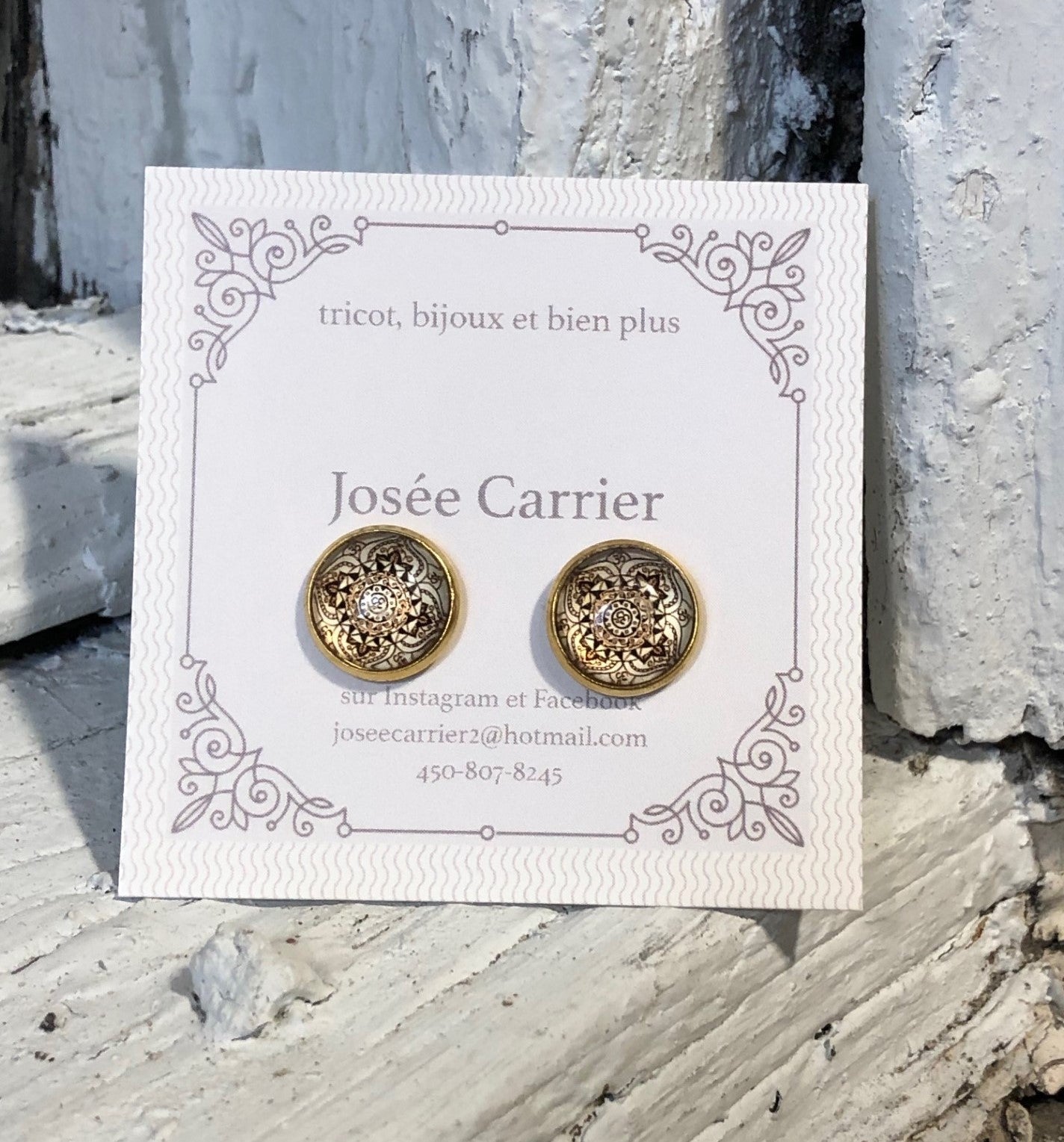 Boucles d'Oreilles JC Rondes Dorées Tapisserie #022