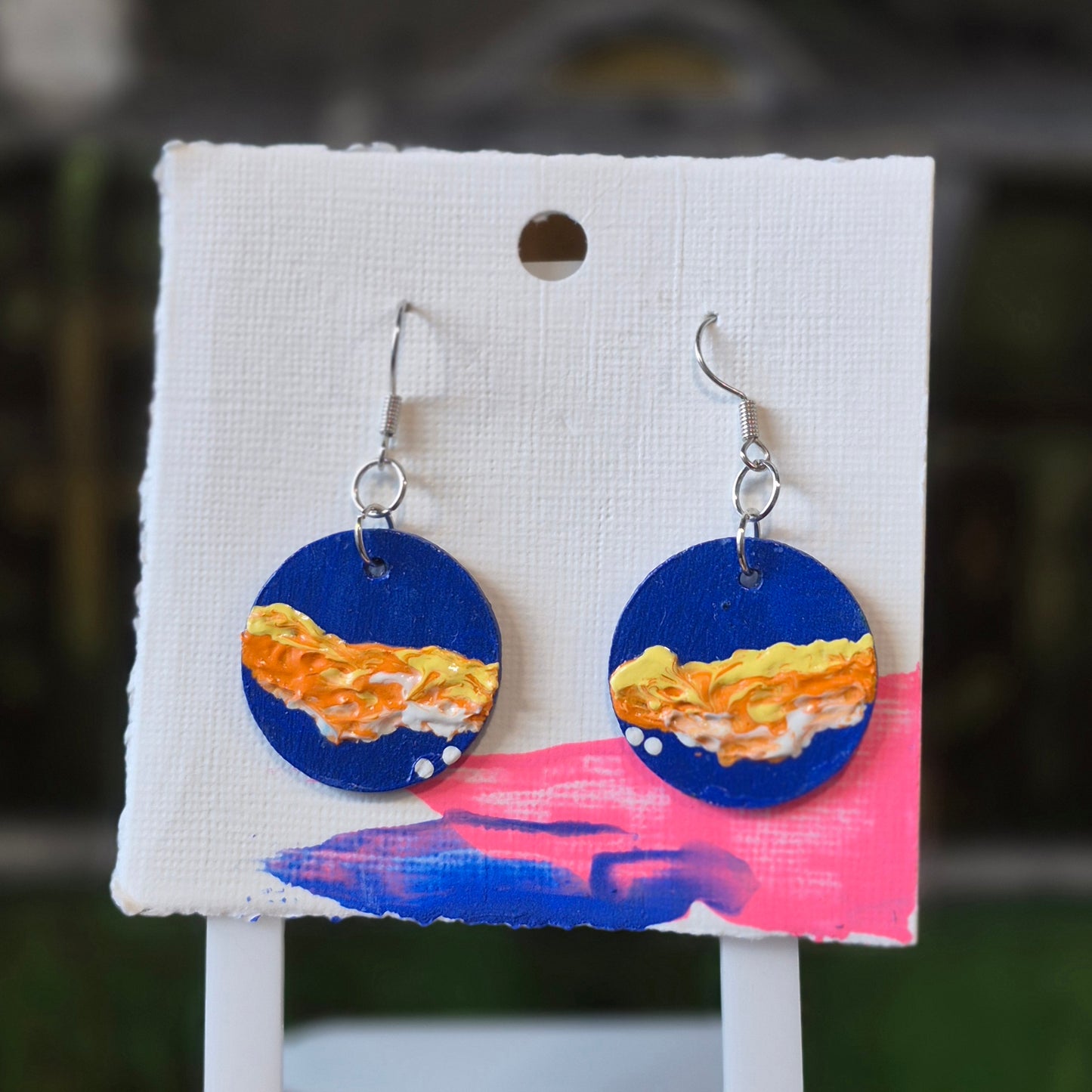Boucles d'Oreilles Peintes en Bois