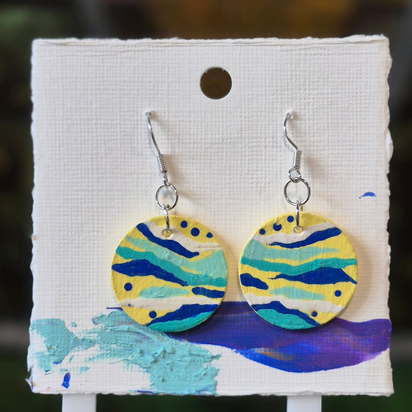 Boucles d'Oreilles Peintes en Bois