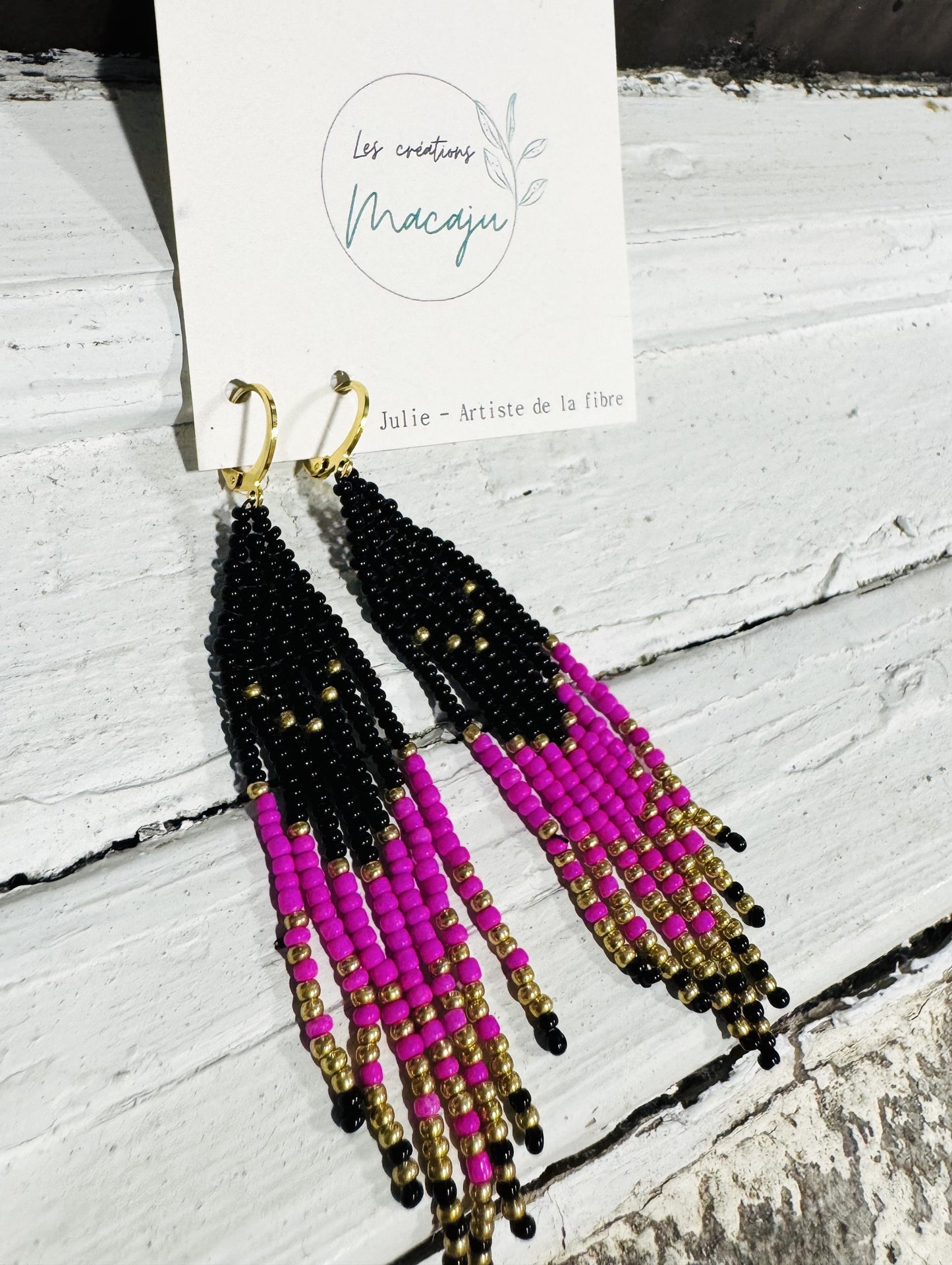 LCM Boucles d'Oreilles Grandes Tissage & Billes