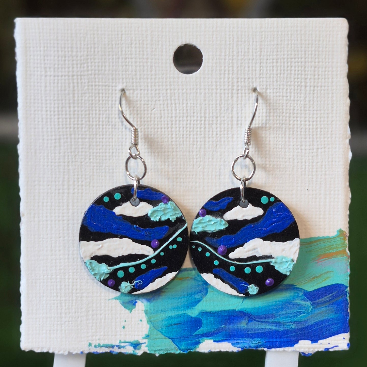 Boucles d'Oreilles Peintes en Bois