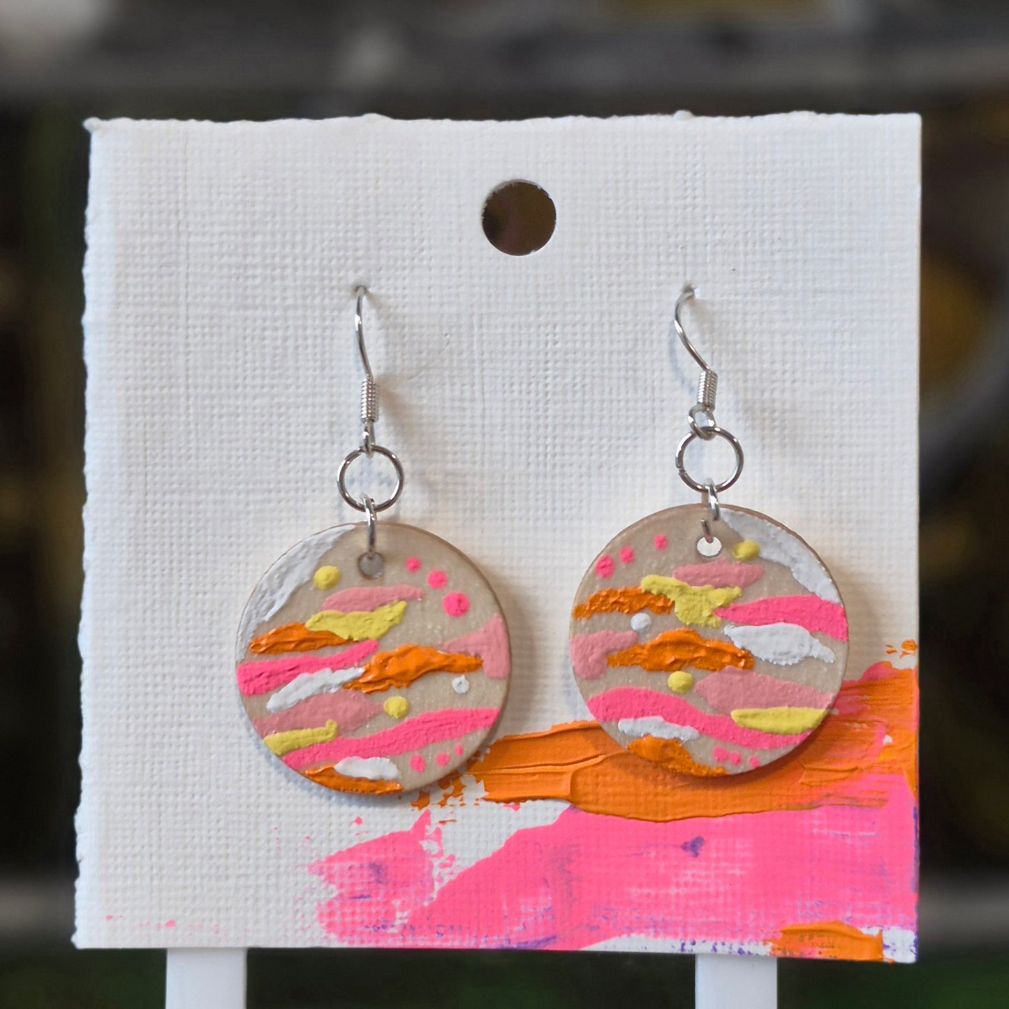 Boucles d'Oreilles Peintes en Bois