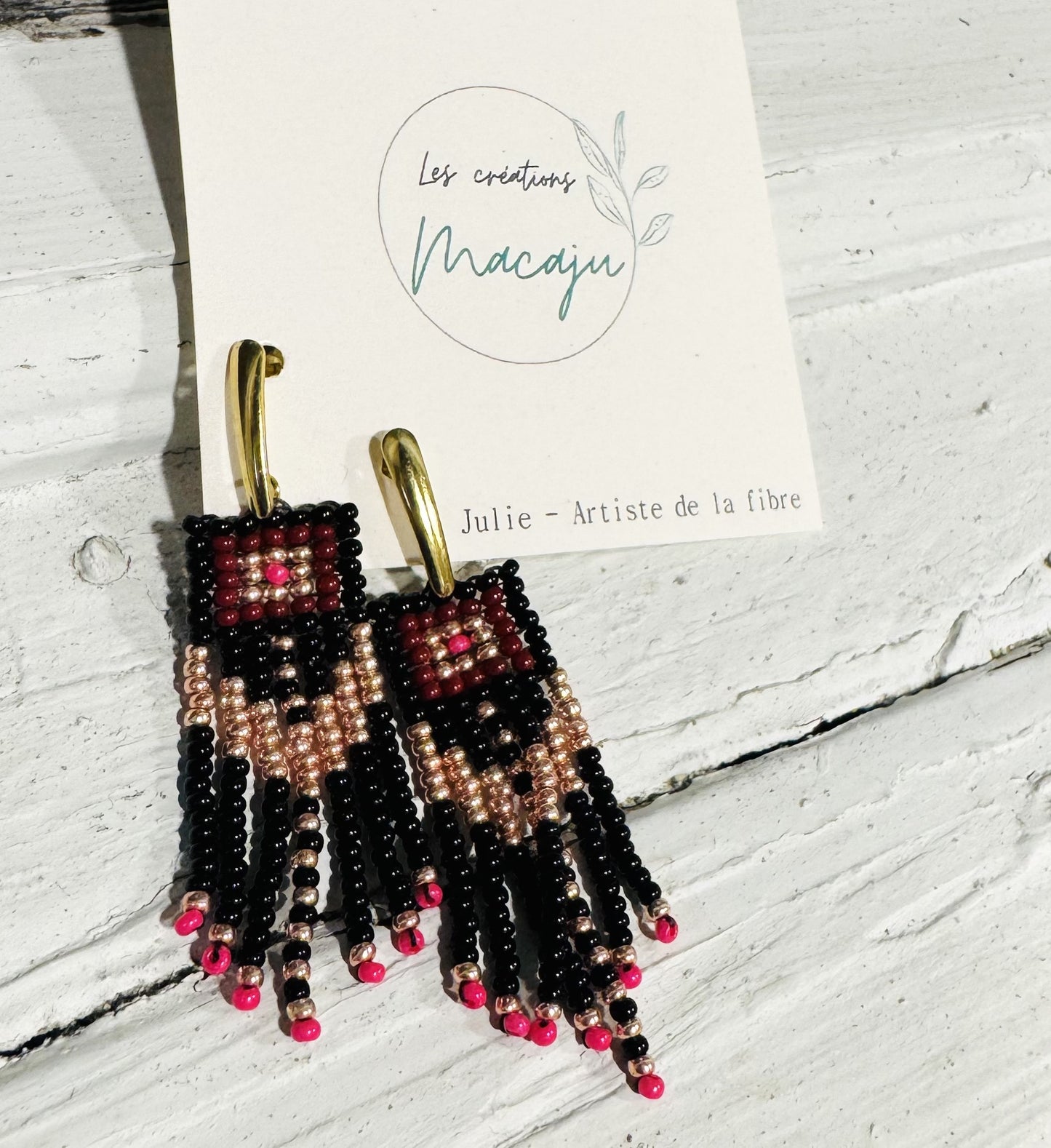 LCM Boucles d'Oreilles Petites Tissage & Billes