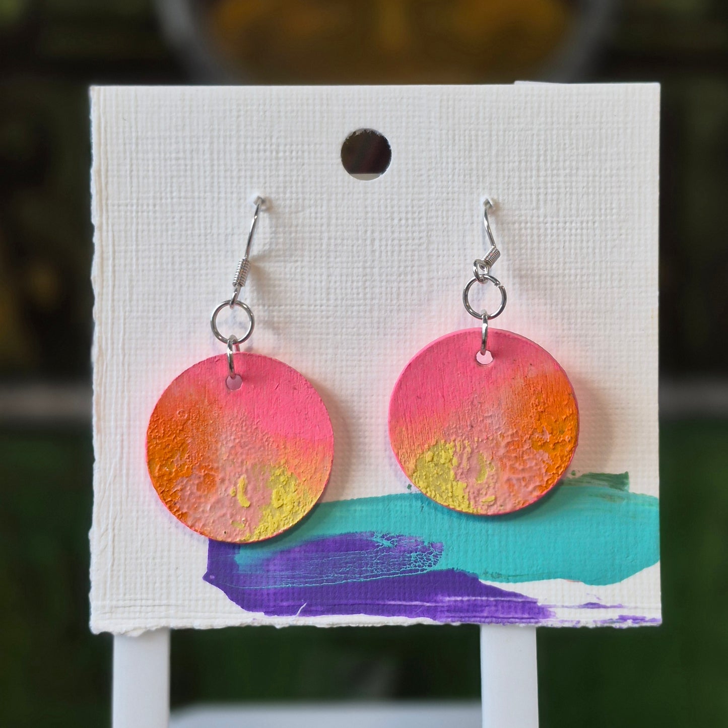 Boucles d'Oreilles Peintes en Bois