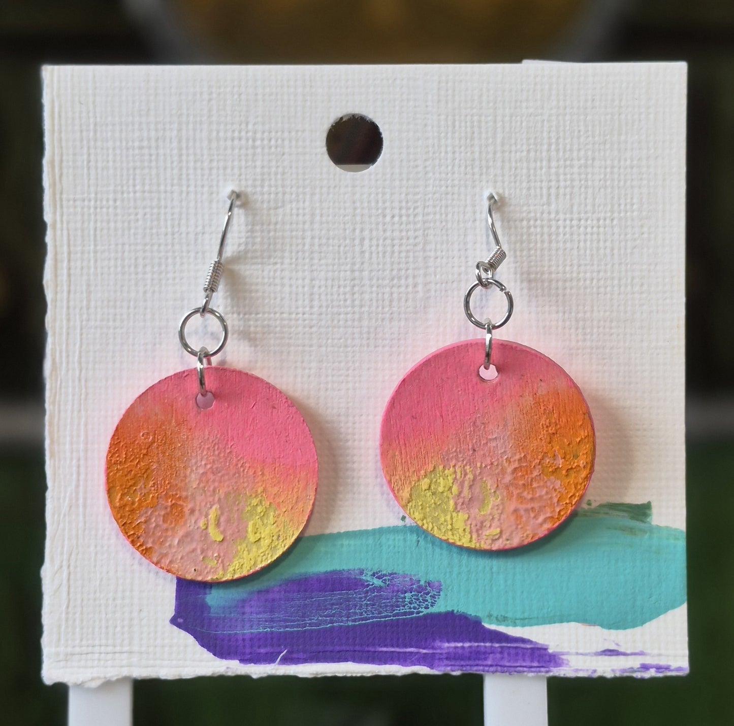 Boucles d'Oreilles Peintes en Bois