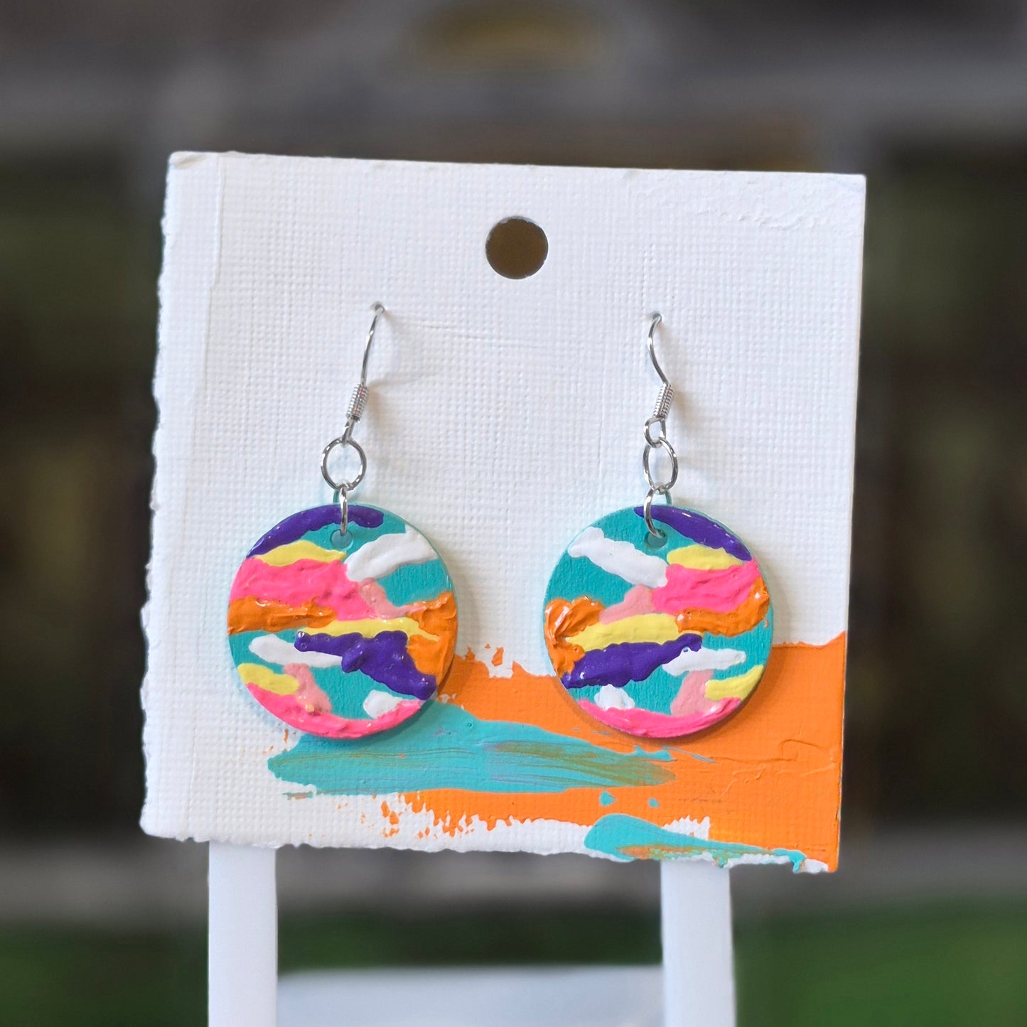 Boucles d'Oreilles Peintes en Bois