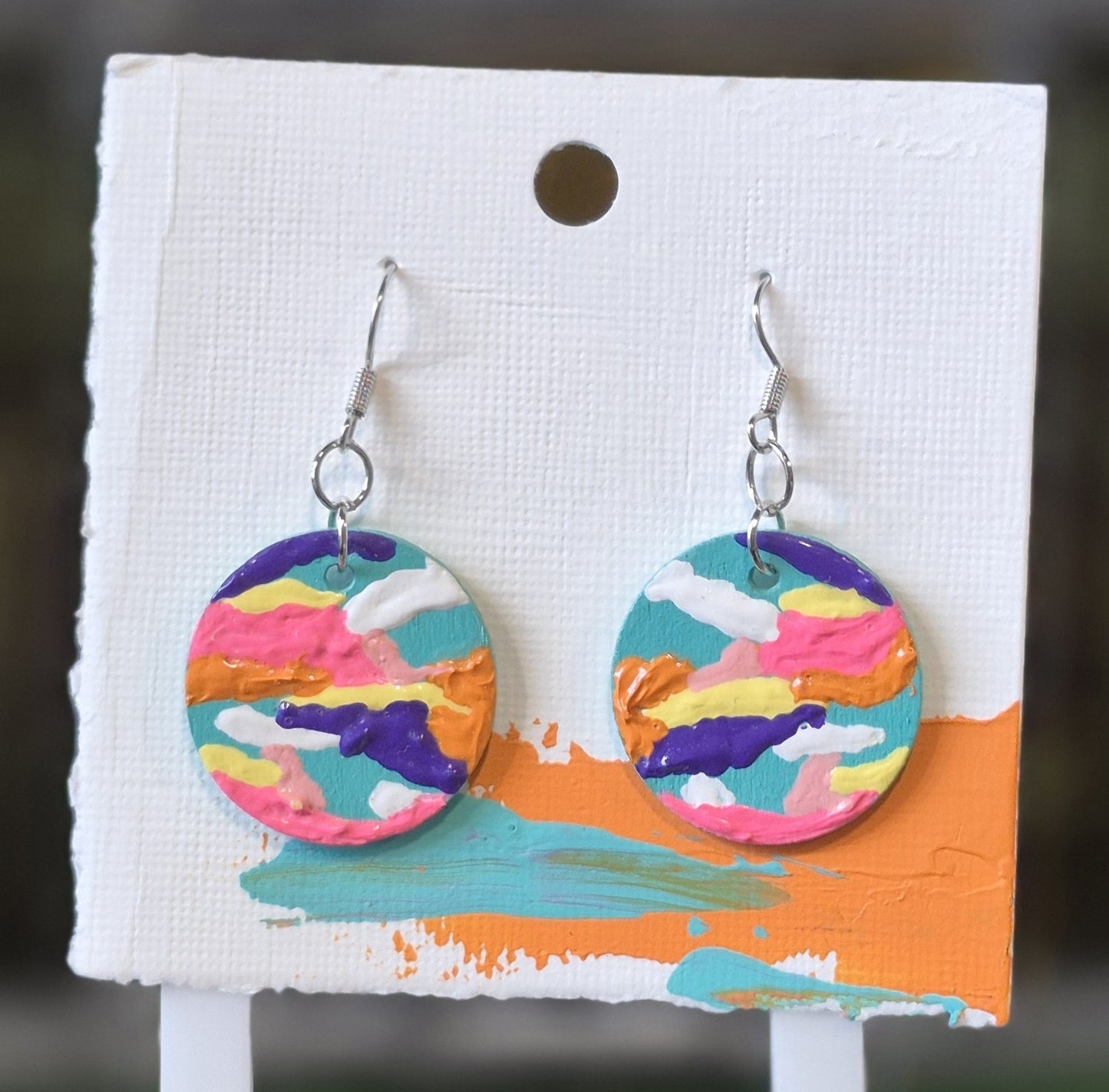 Boucles d'Oreilles Peintes en Bois