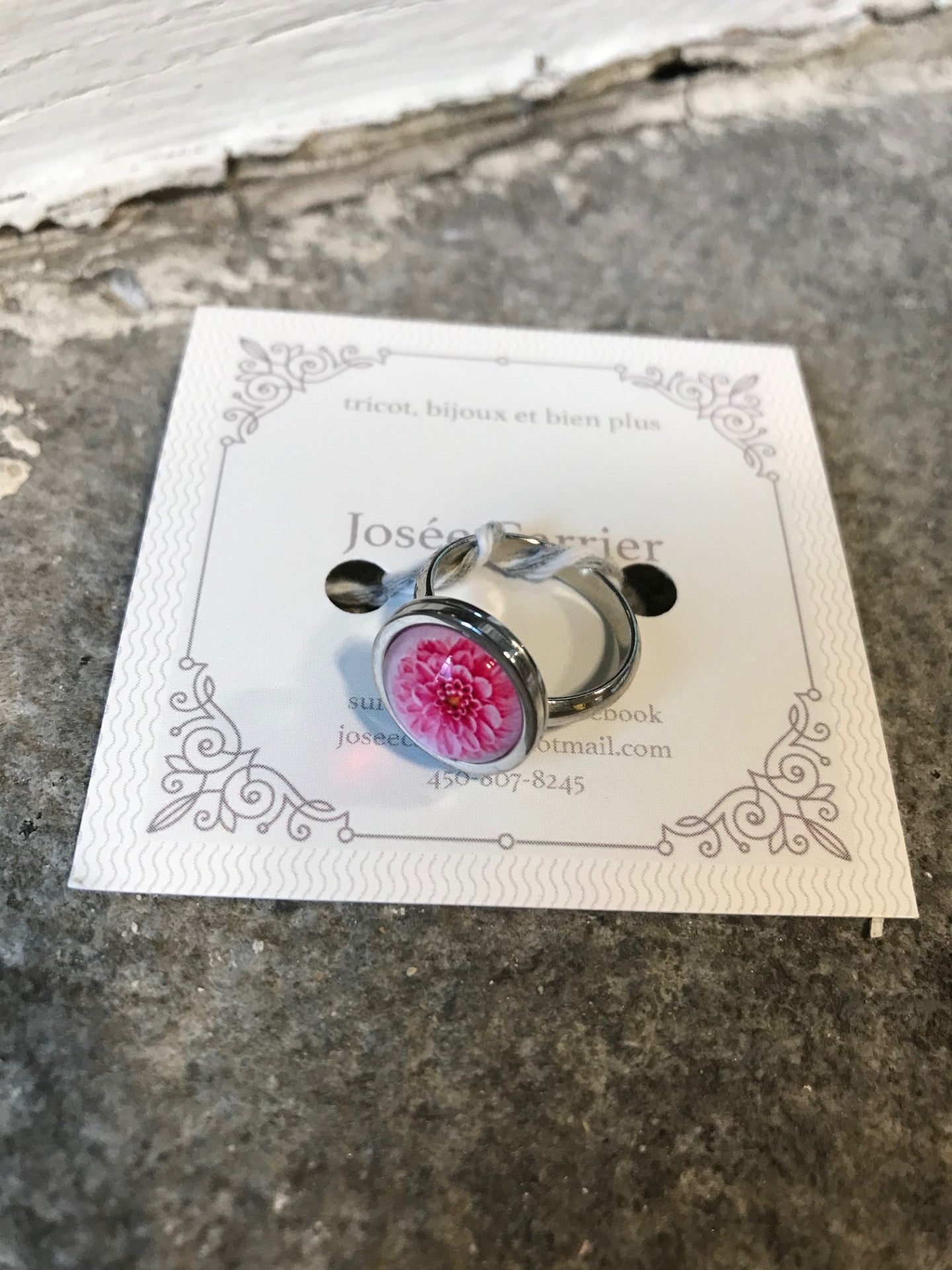 Bague Ronde JC Argent Pivoine #013