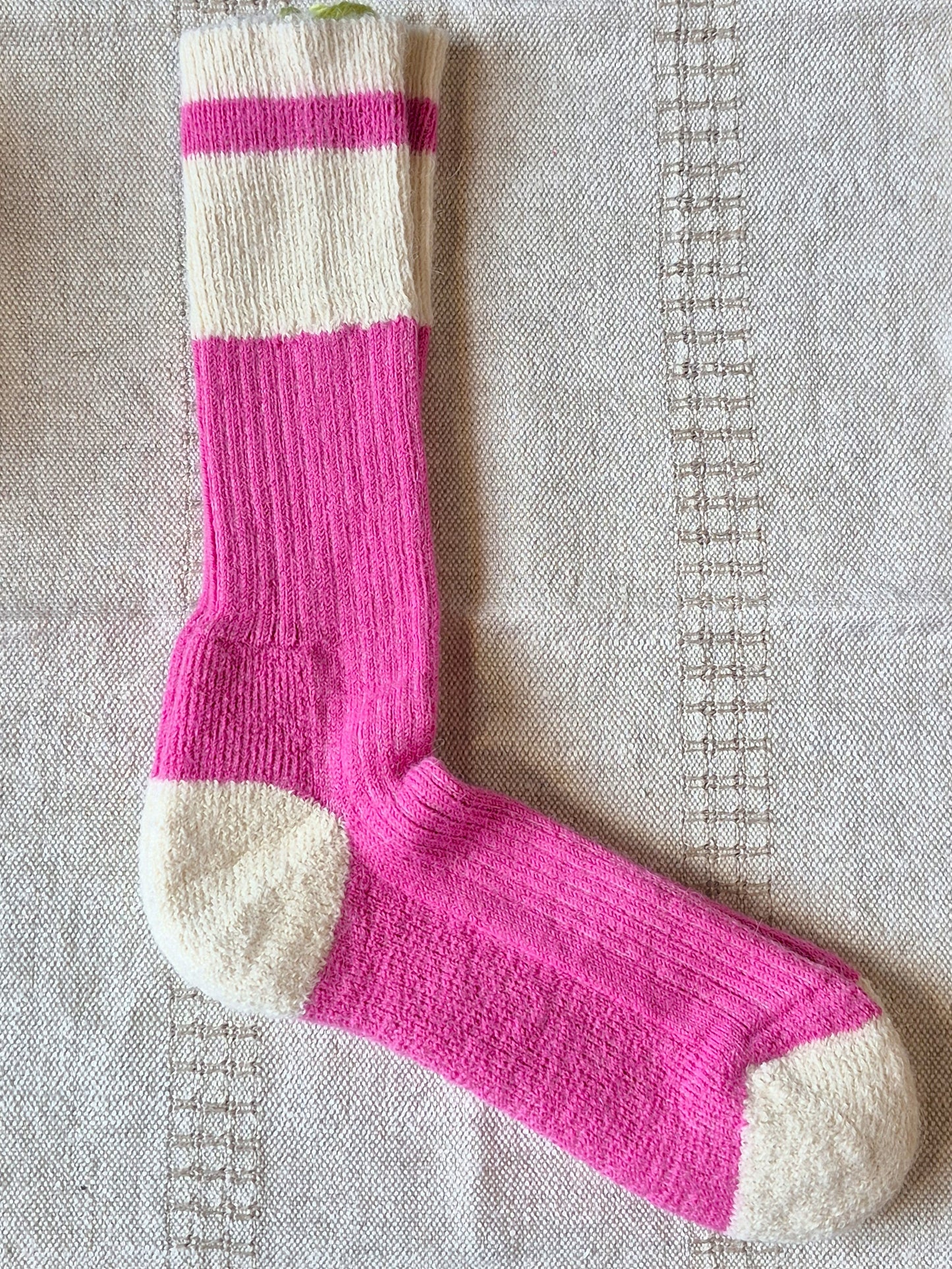 Bas Tradition Rose & Crème en Alpaga