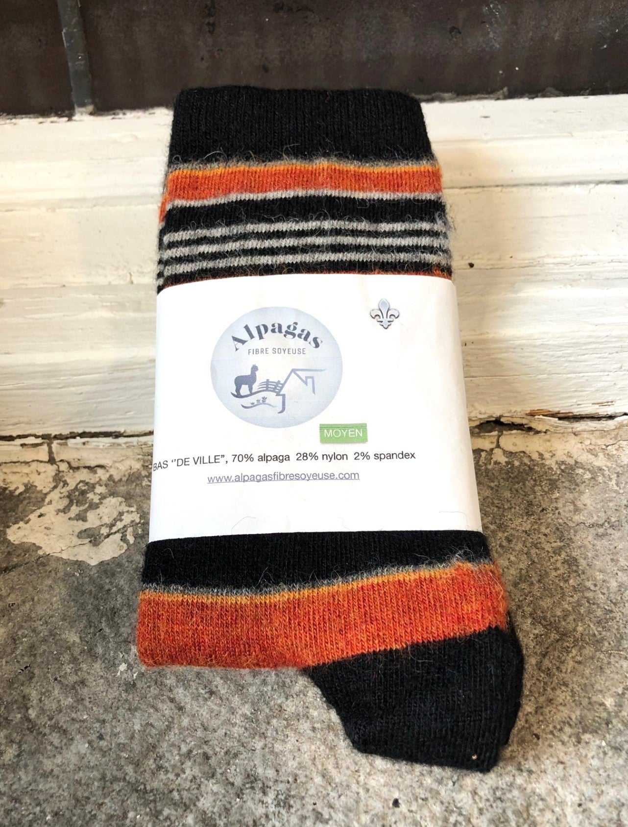 Bas de Ville Noir Orange & Gris en Alpaga