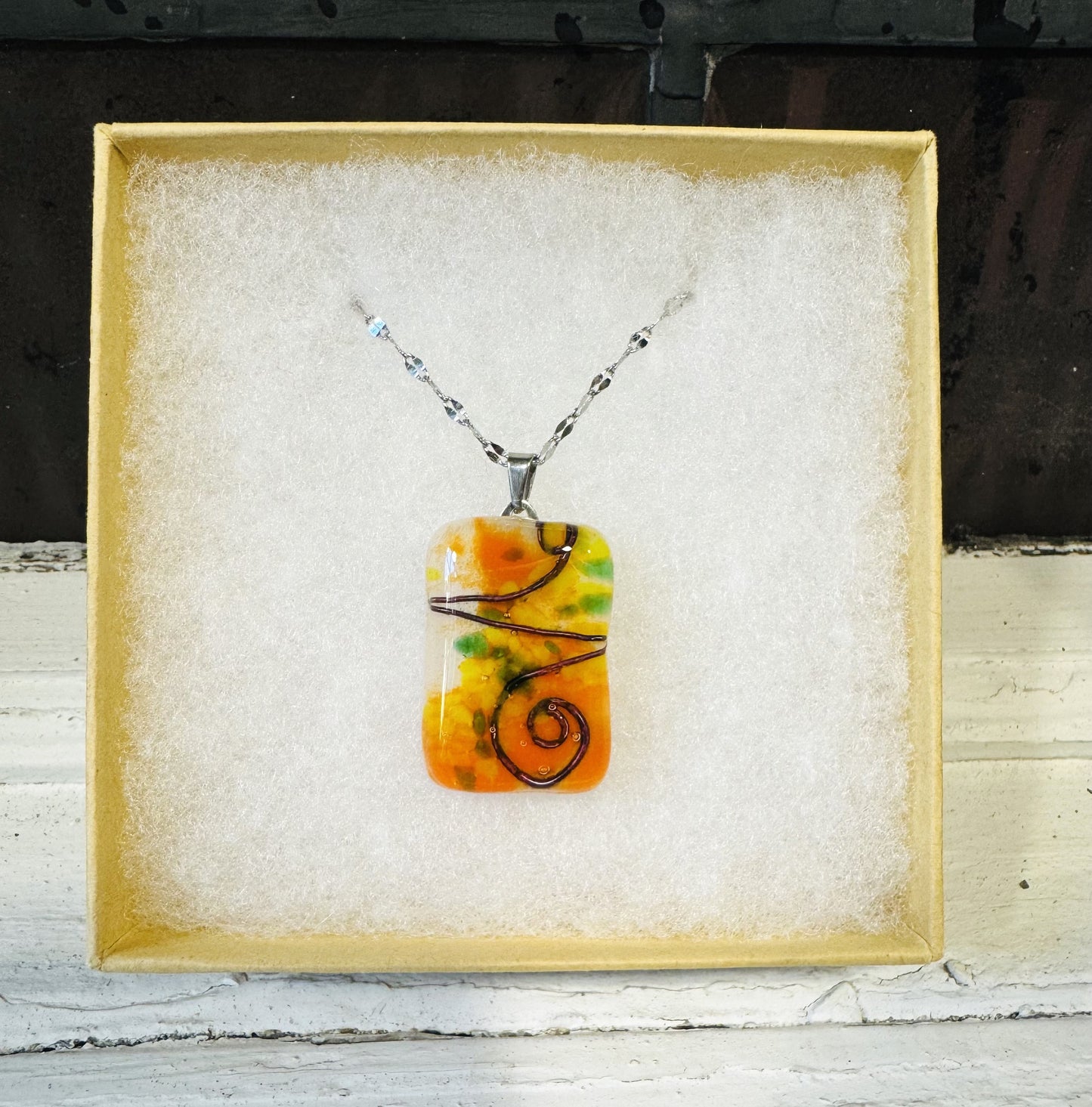 CB Collier Verre Fusion - Fil de Cuivre