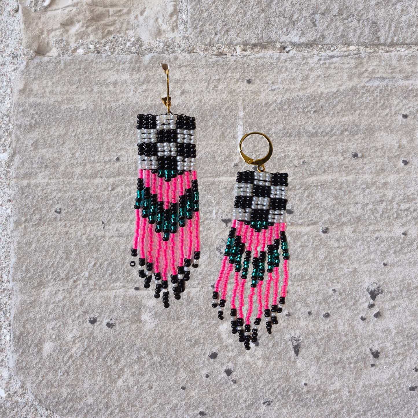 LCM Boucles d'Oreilles Grandes Tissage & Billes