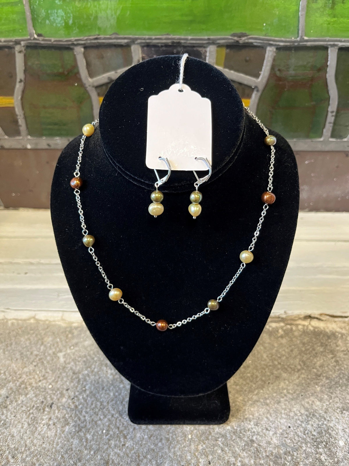 Ensemble Collier & Boucles d'Oreilles Perles d'Eau Douce