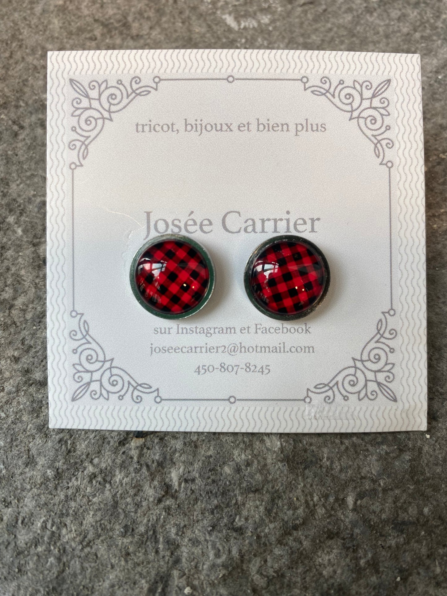 Boucles d'Oreilles JC Rondes Motif Bûcheron #005