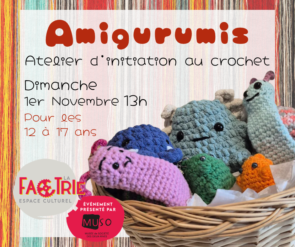 Atelier à La Factrie: Amigurumi - Initiation au crochet - 1er novembre 2026