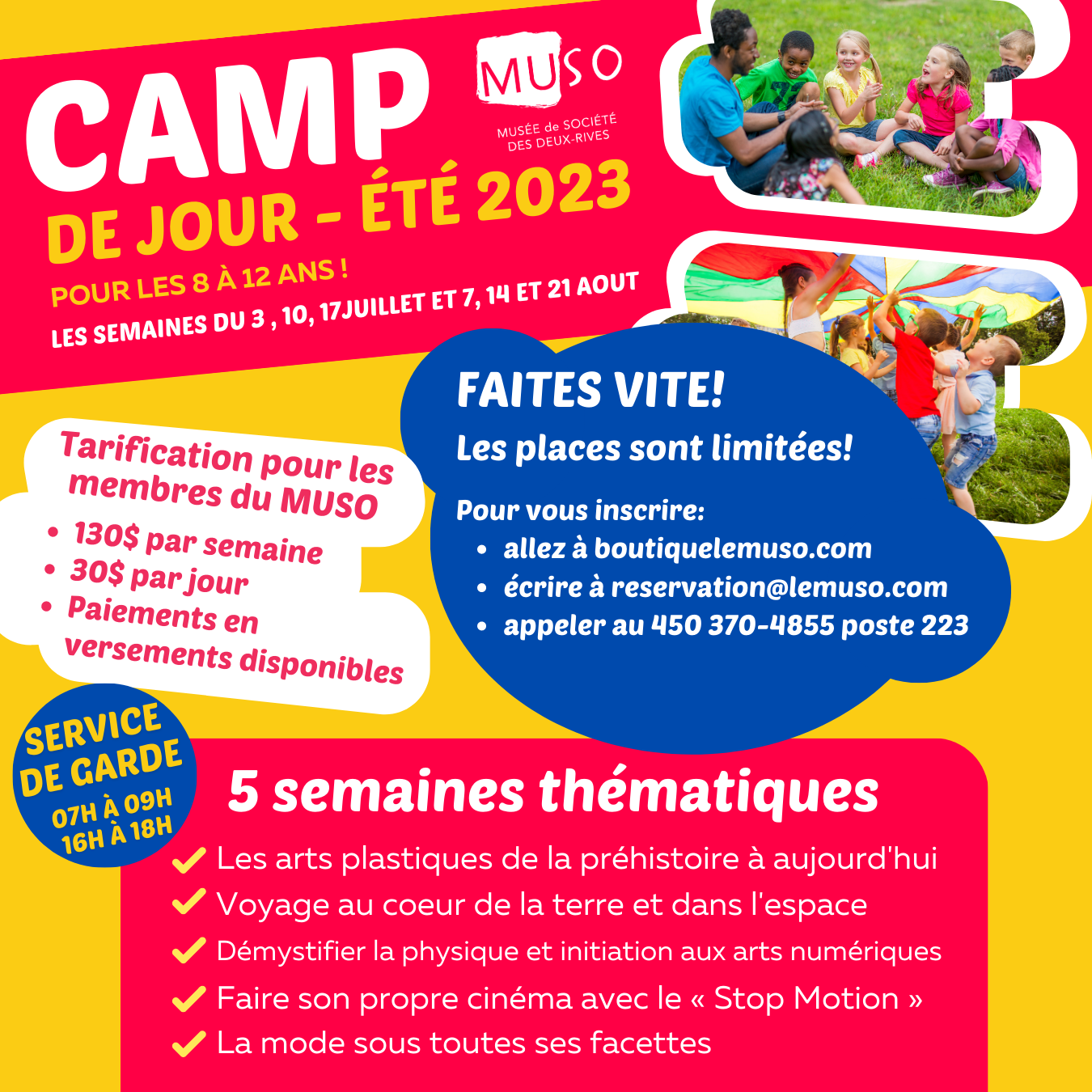 CAMP DE JOUR: TARIF À LA JOURNÉE