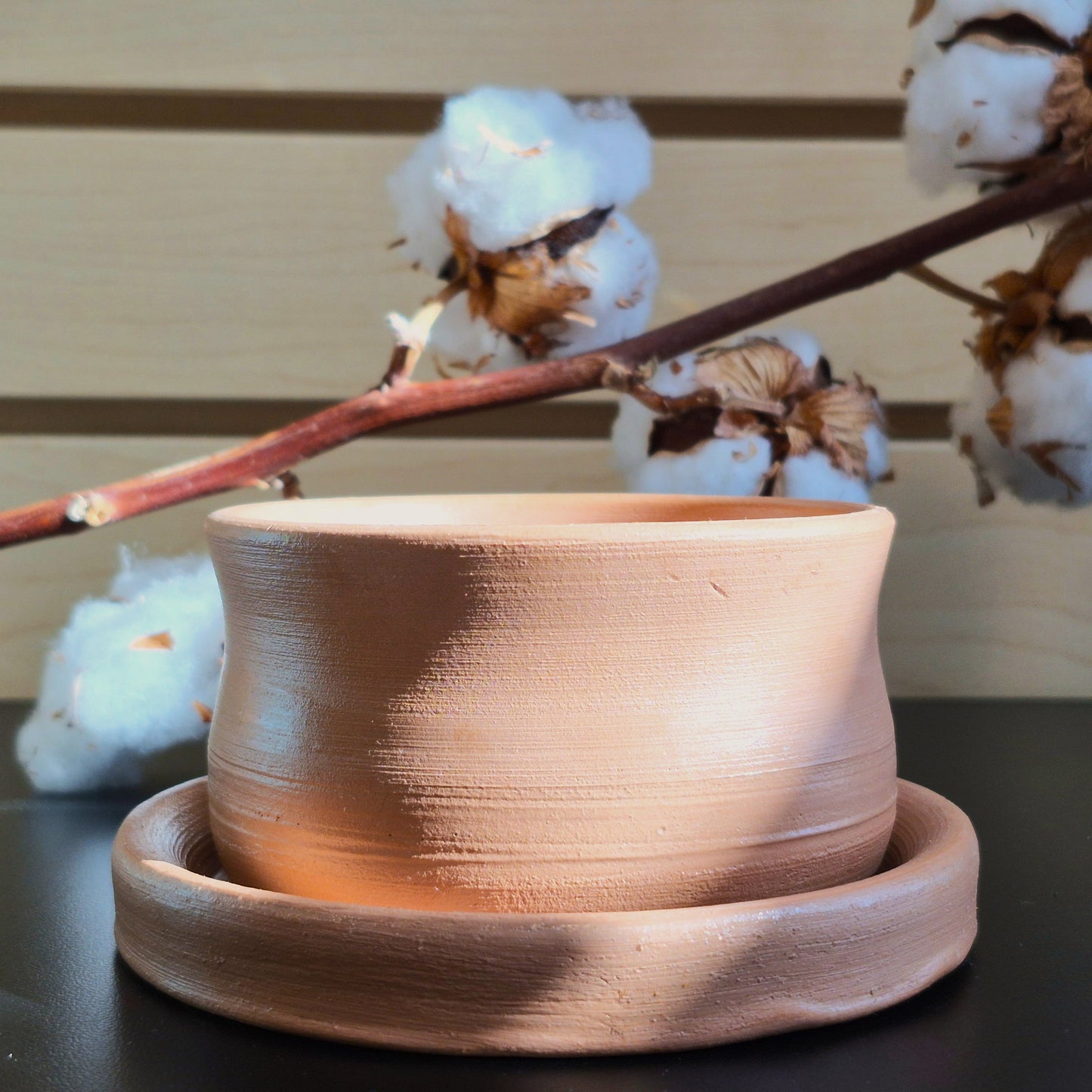 Pot & Soucoupe pour Plante en Argile - Format Moyen