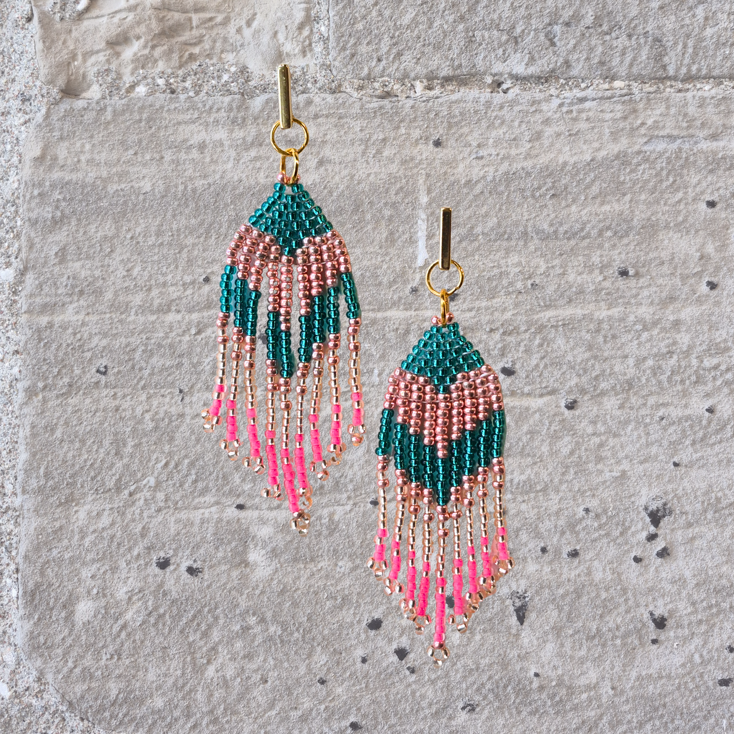 LCM Boucles d'Oreilles Petites Tissage & Billes