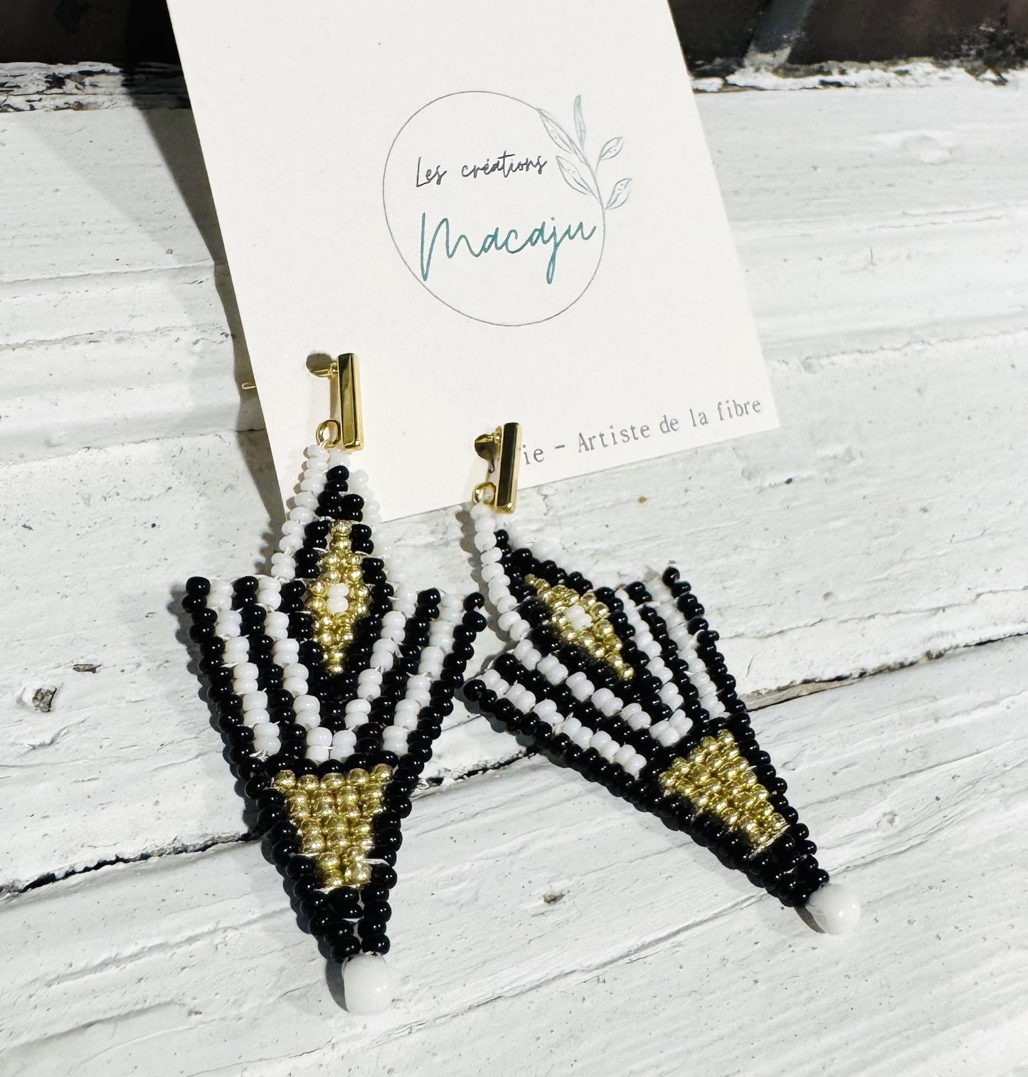 LCM Boucles d'Oreilles Grandes Tissage & Billes