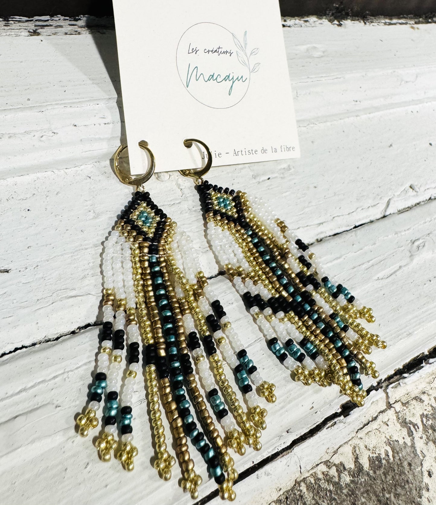 LCM Boucles d'Oreilles Grandes Tissage & Billes