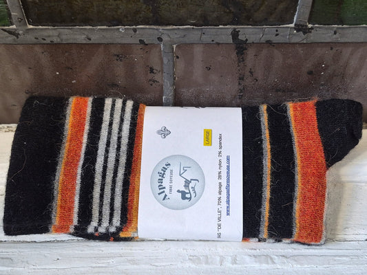 Bas de Ville Noir Orange & Gris en Alpaga