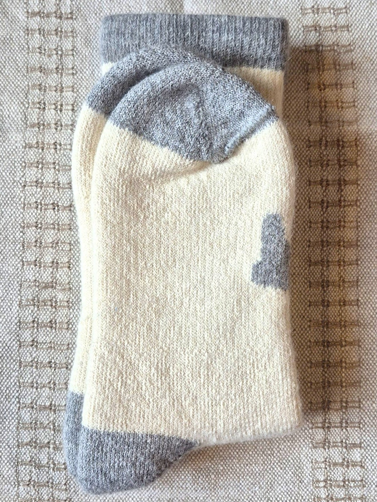 Bas Thermiques Crème & Gris en Alpaga