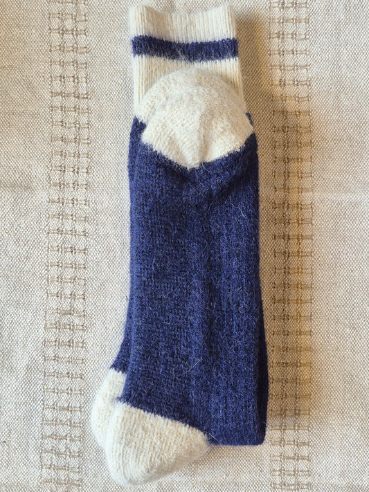 Bas Tradition Bleu & Crème en Alpaga