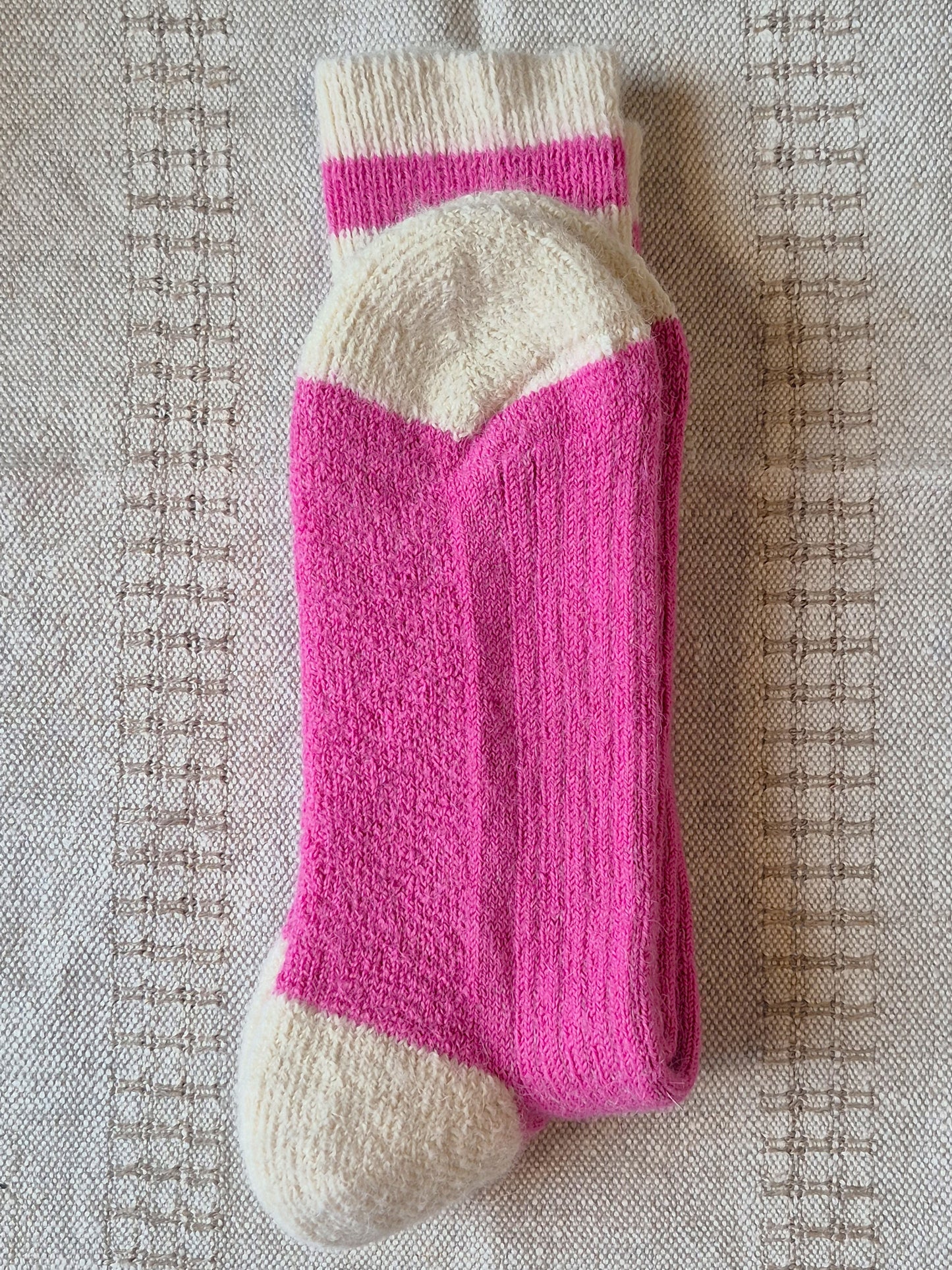 Bas Tradition Rose & Crème en Alpaga