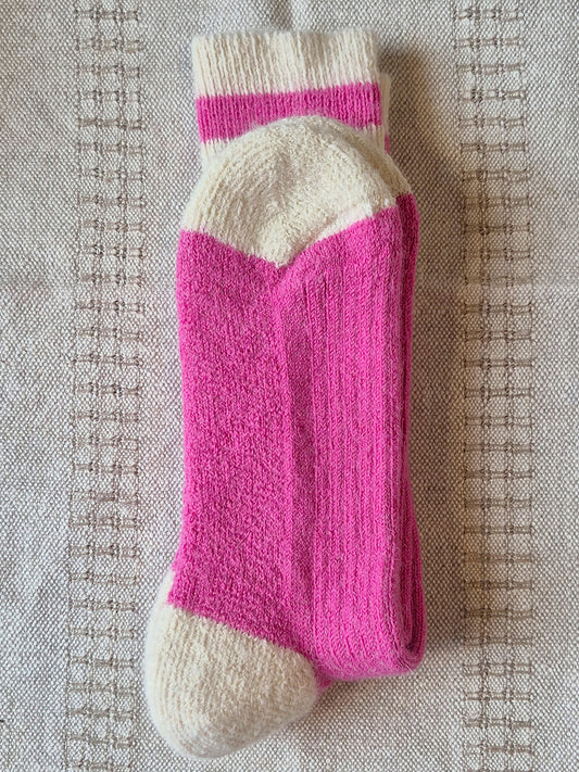 Bas Tradition Rose & Crème en Alpaga