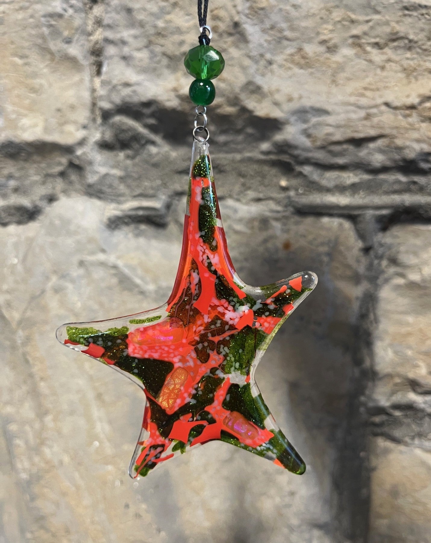 Décoration Verre Fusion à Suspendre - Étoile Petite