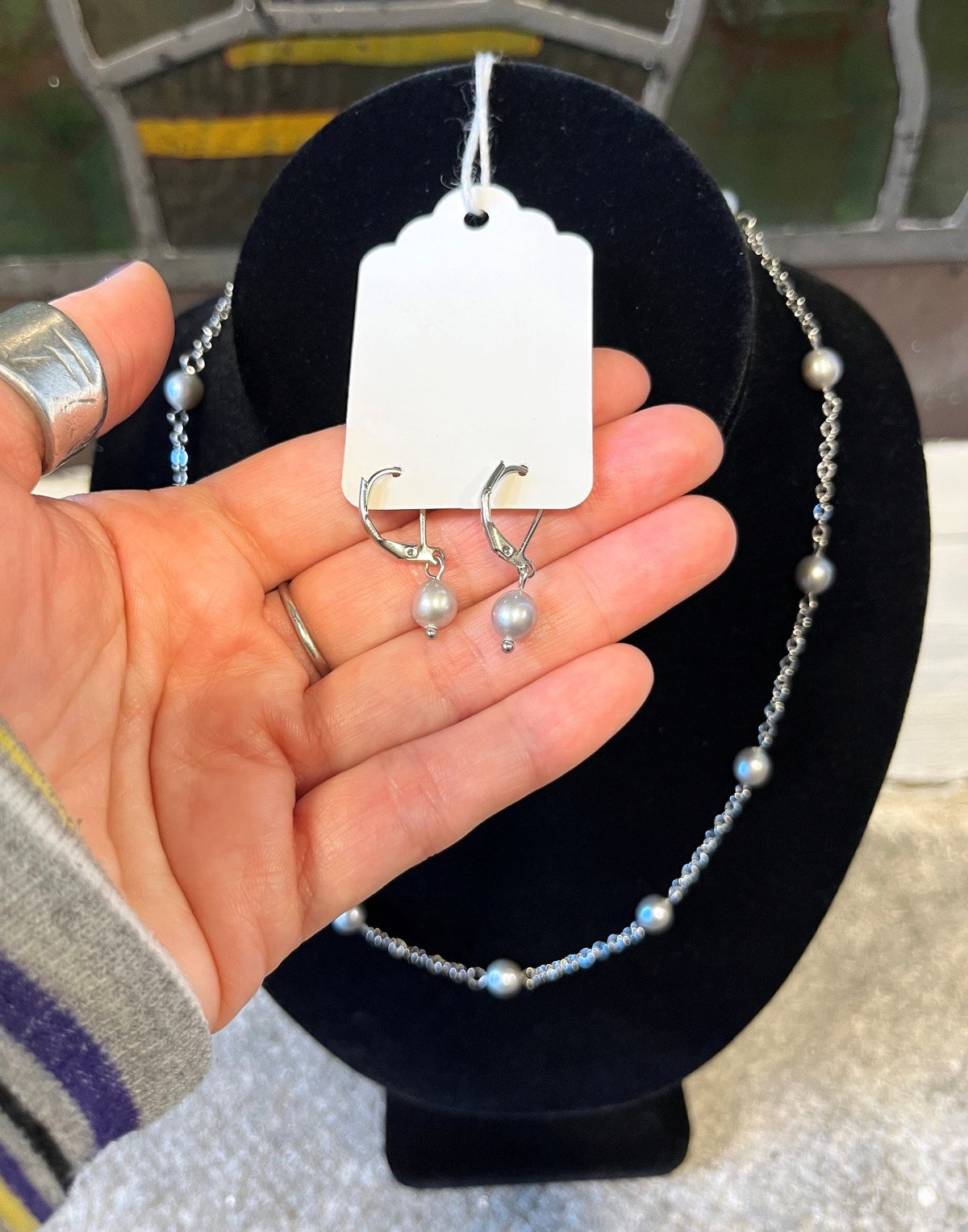 Ensemble Collier & Boucles d'Oreilles Perles d'Eau Douce
