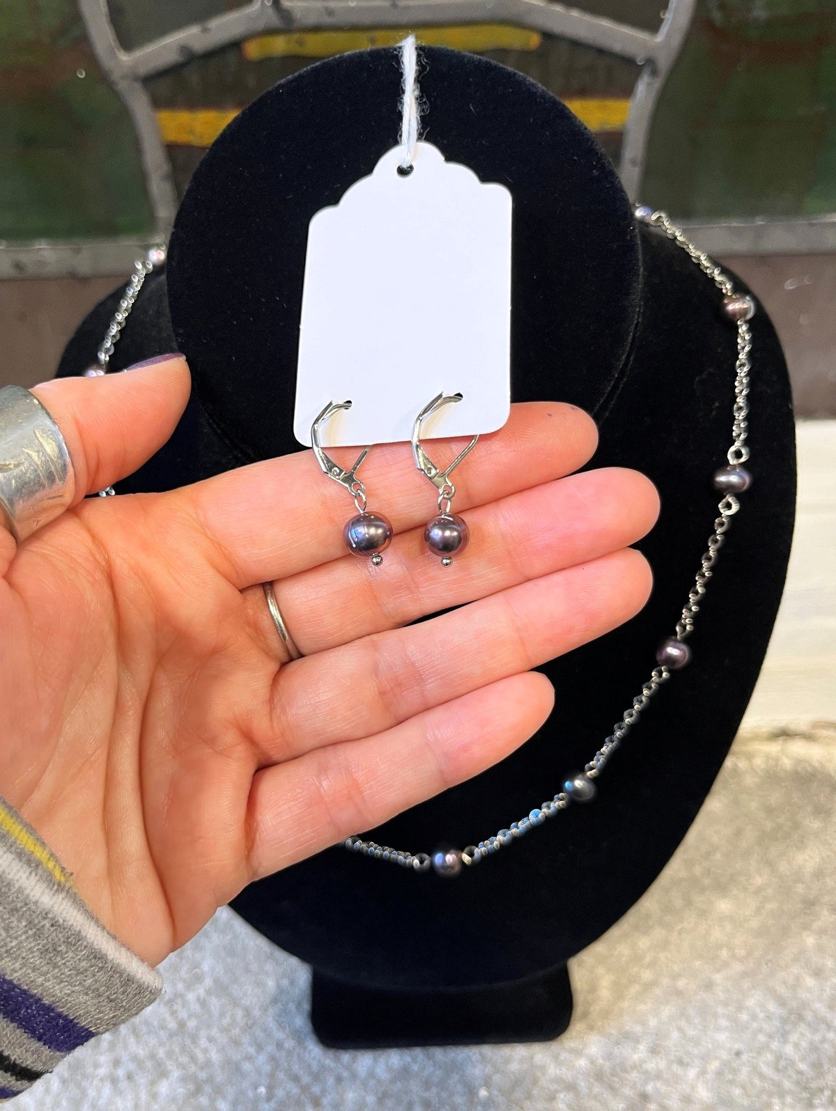 Ensemble Collier & Boucles d'Oreilles Perles d'Eau Douce