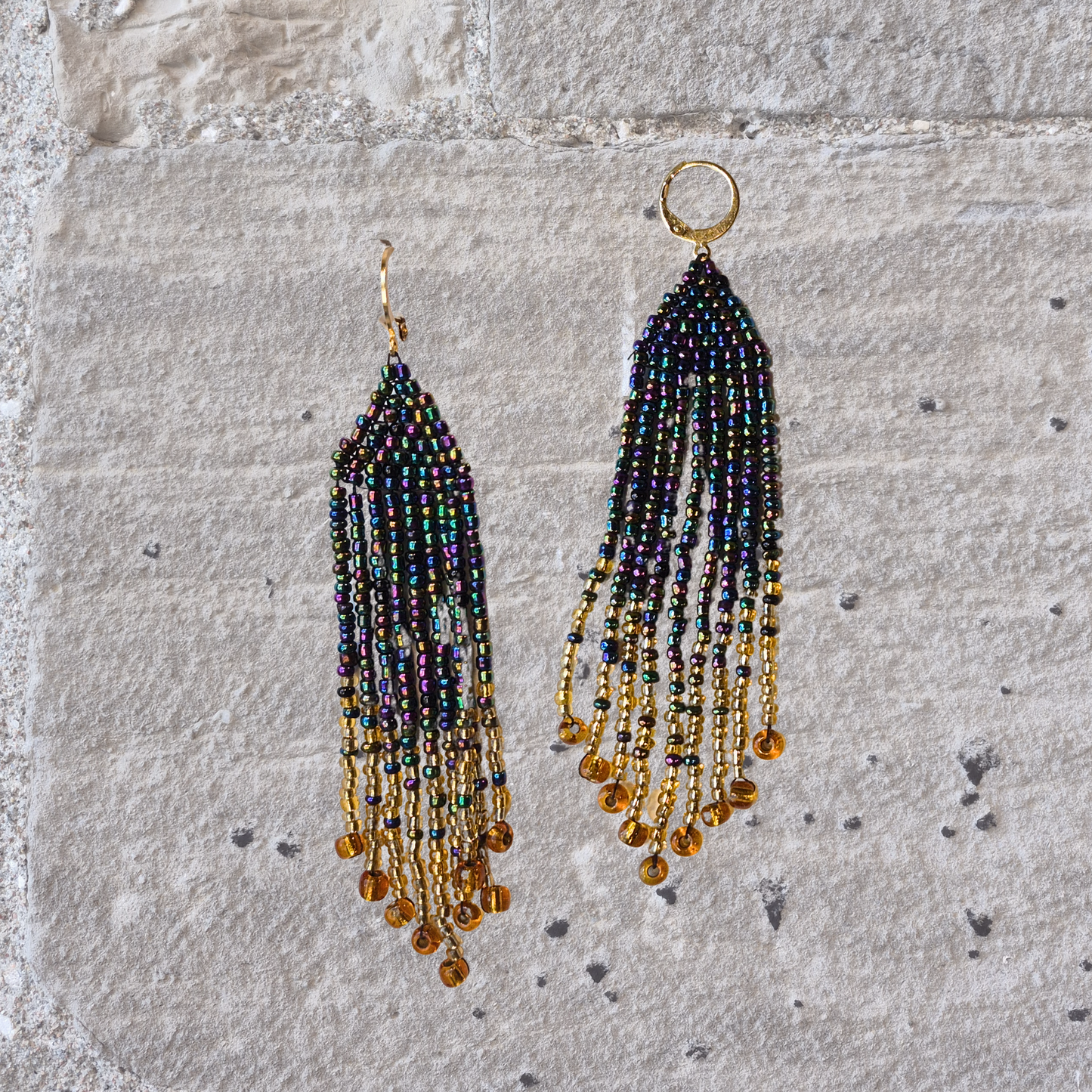 LCM Boucles d'Oreilles Grandes Tissage & Billes