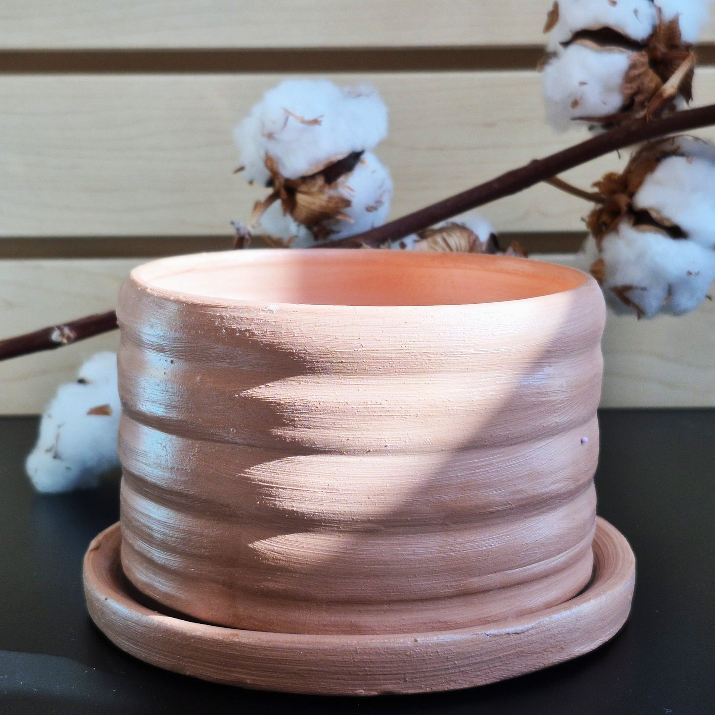 Pot & Soucoupe pour Plante en Argile - Format Grand