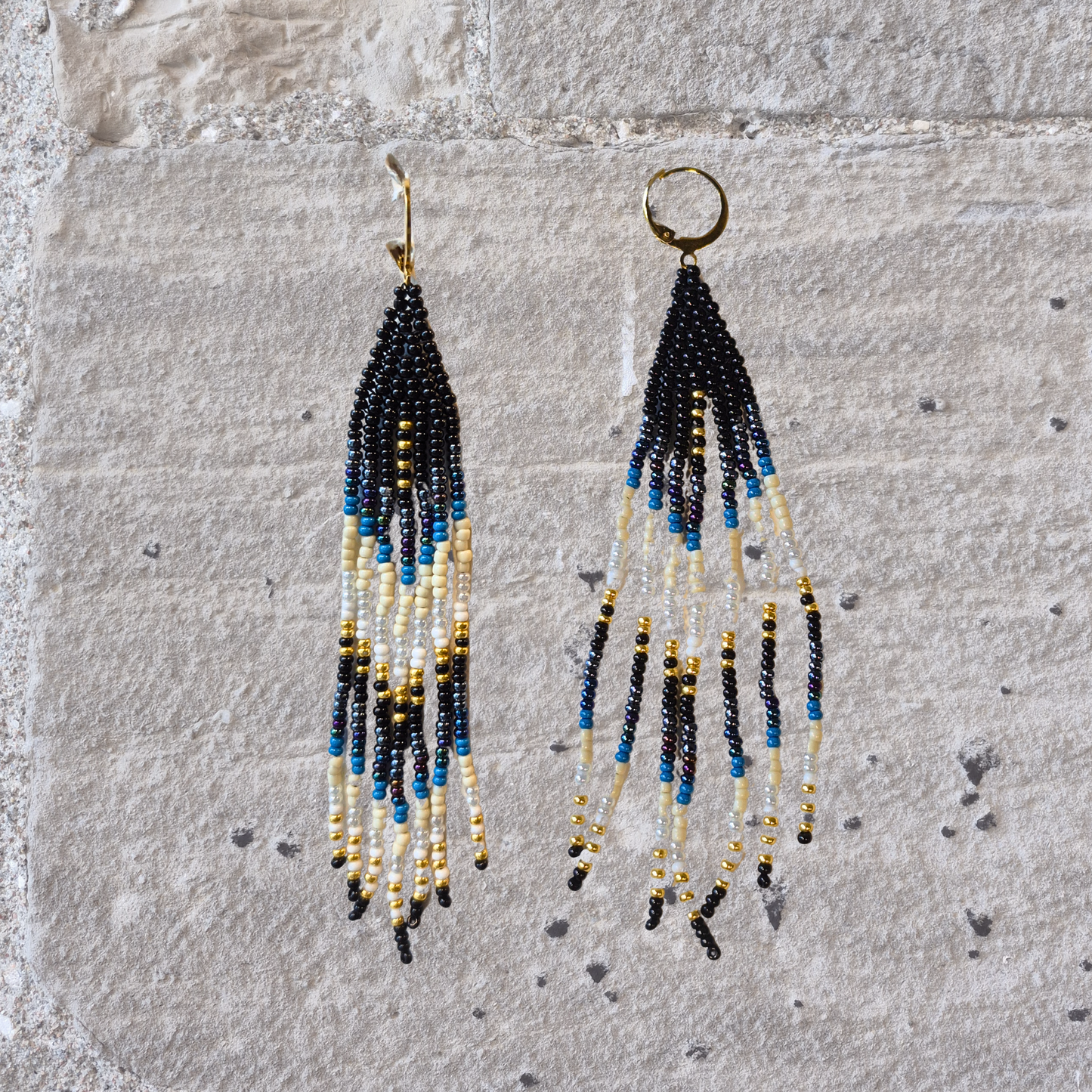 LCM Boucles d'Oreilles Grandes Tissage & Billes