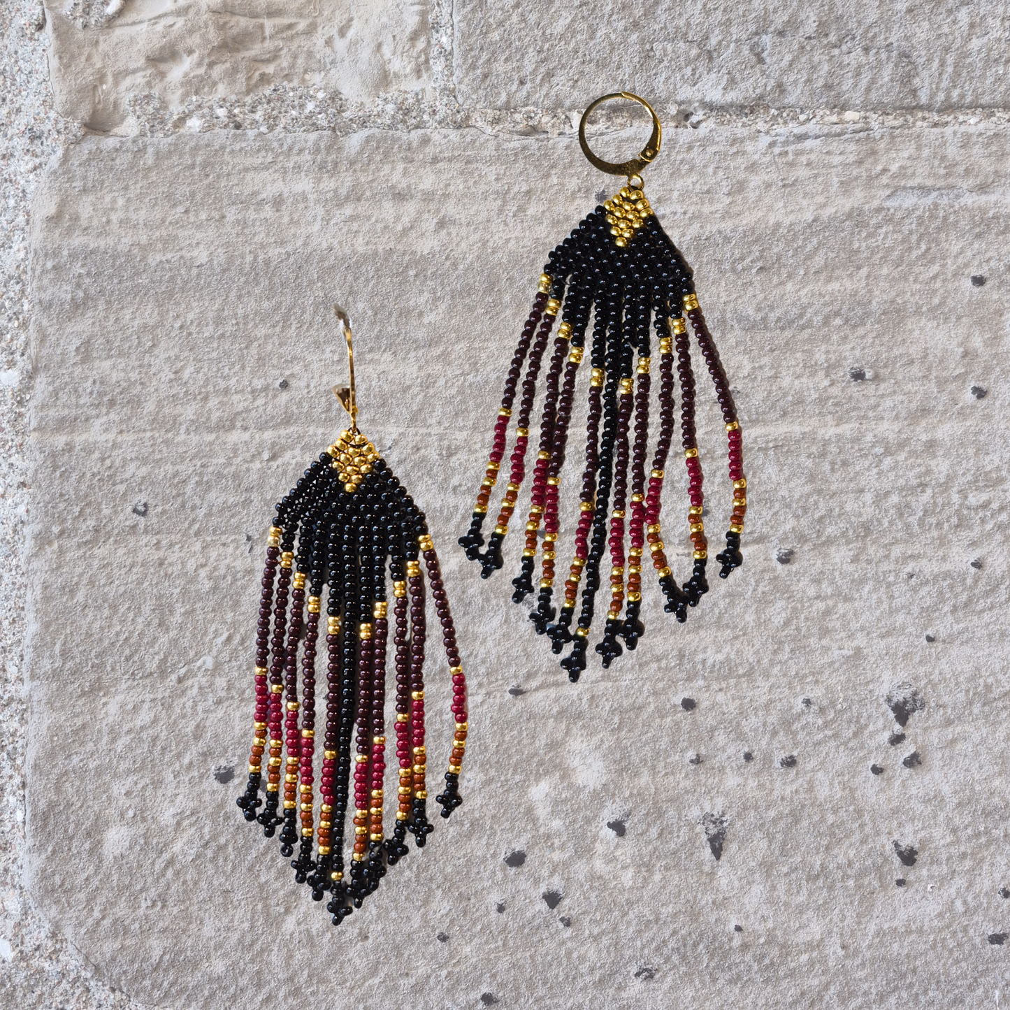 LCM Boucles d'Oreilles Grandes Tissage & Billes