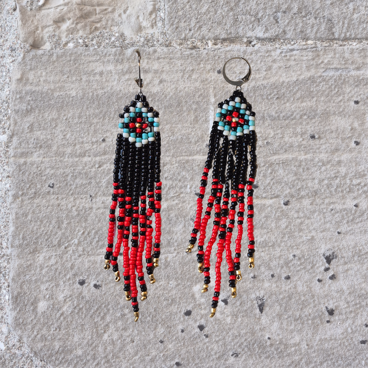 LCM Boucles d'Oreilles Grandes Tissage & Billes