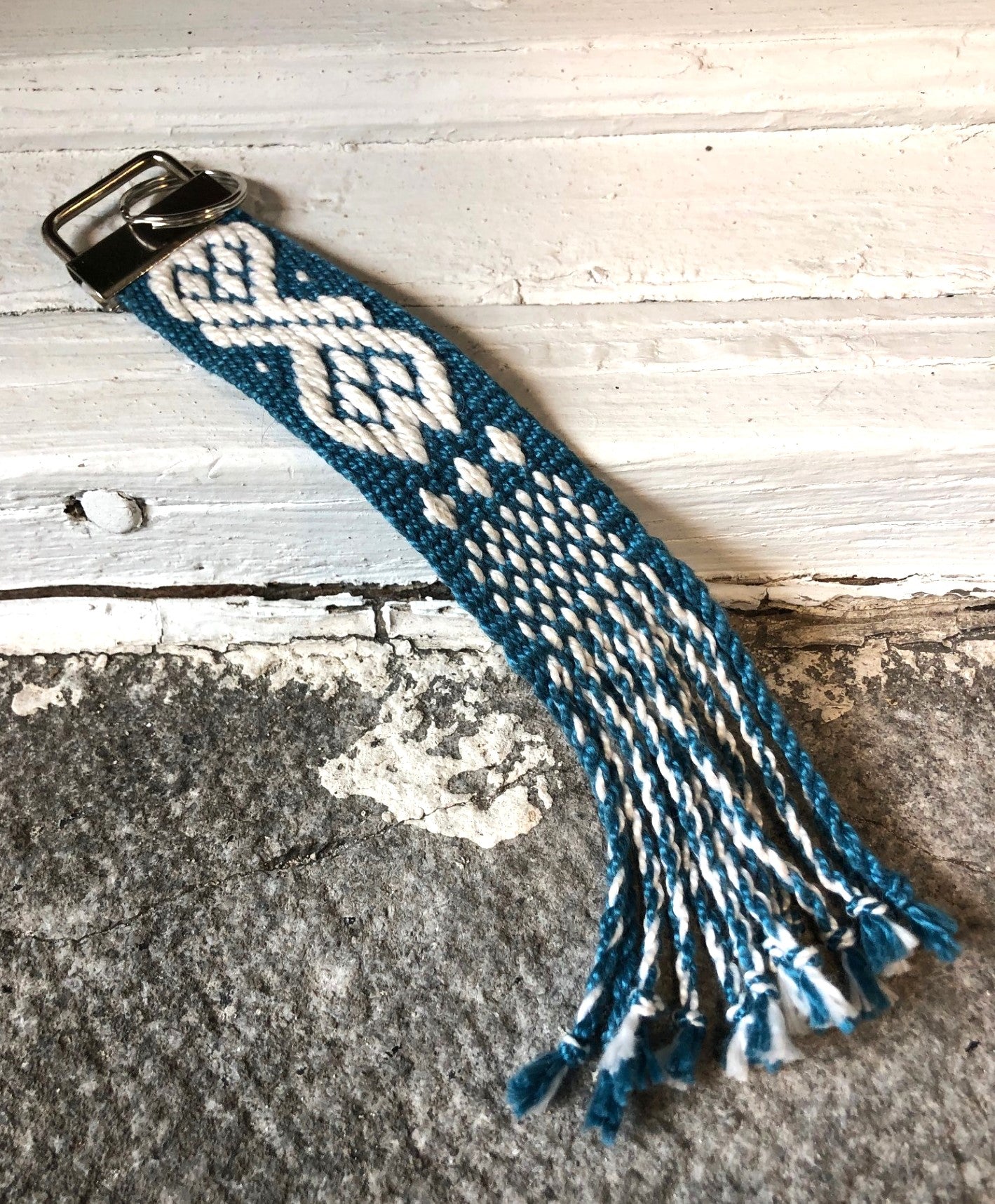 Porte-Clé Tissé Bleu Blanc