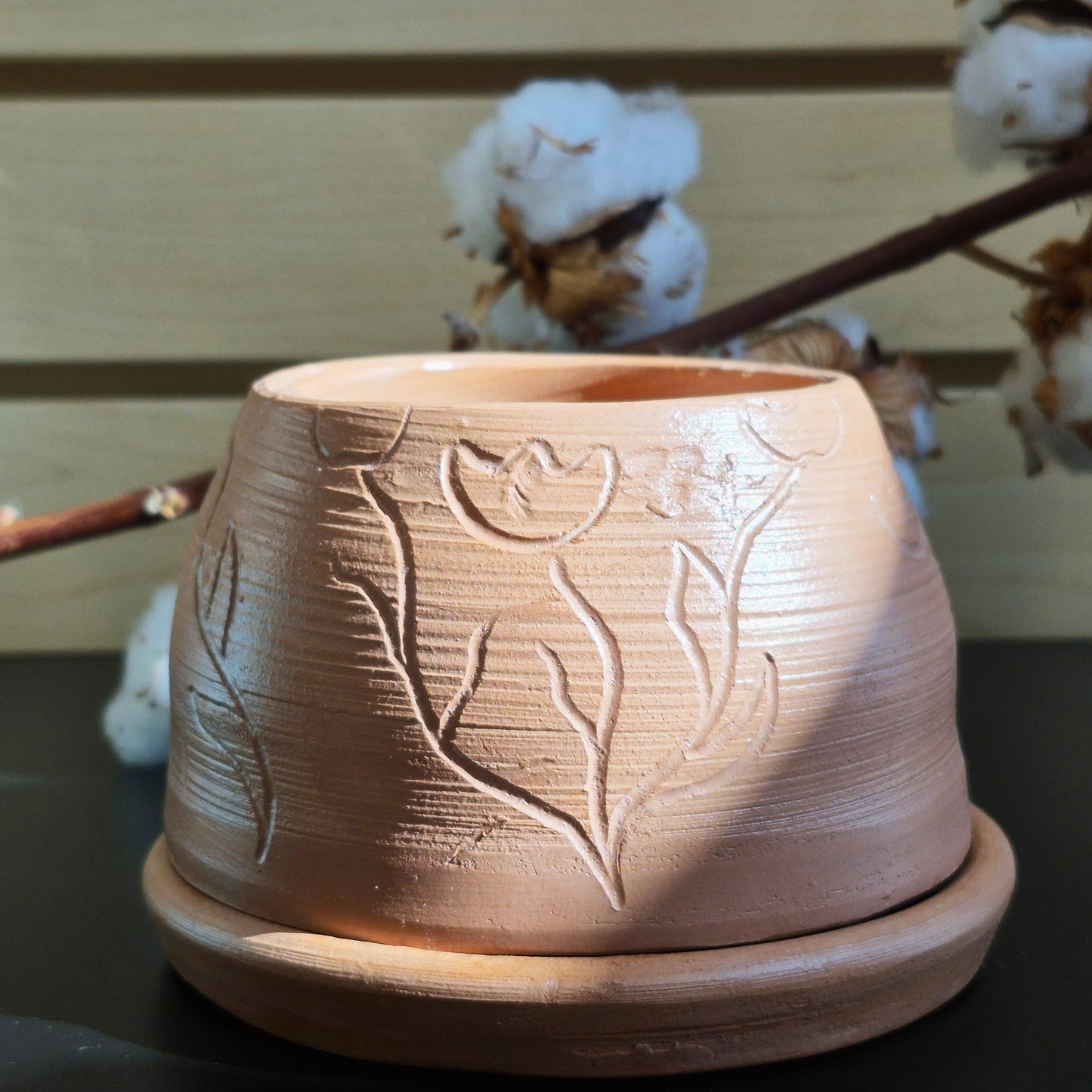 Pot & Soucoupe pour Plante en Argile - Format Grand