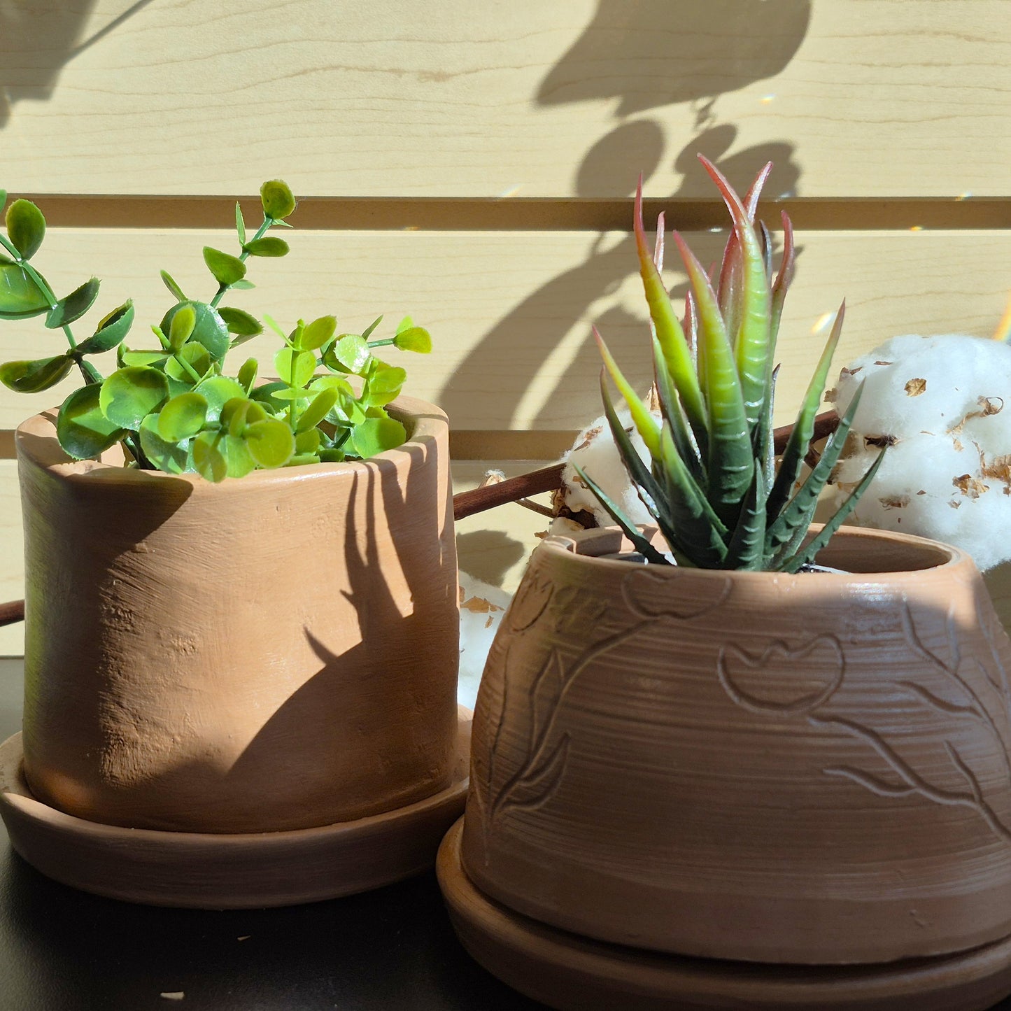 Pot & Soucoupe pour Plante en Argile - Format Grand