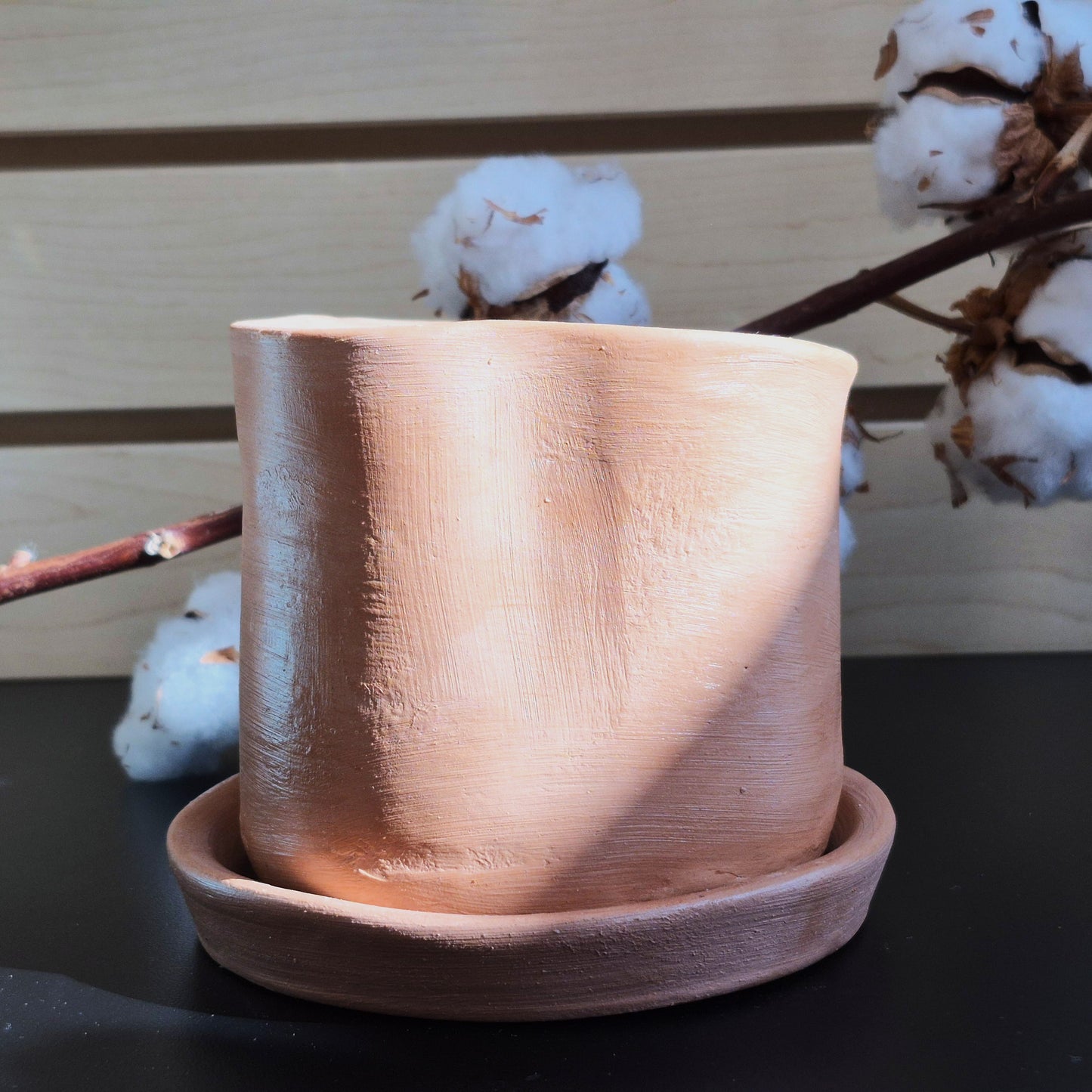 Pot & Soucoupe pour Plante en Argile - Format Grand