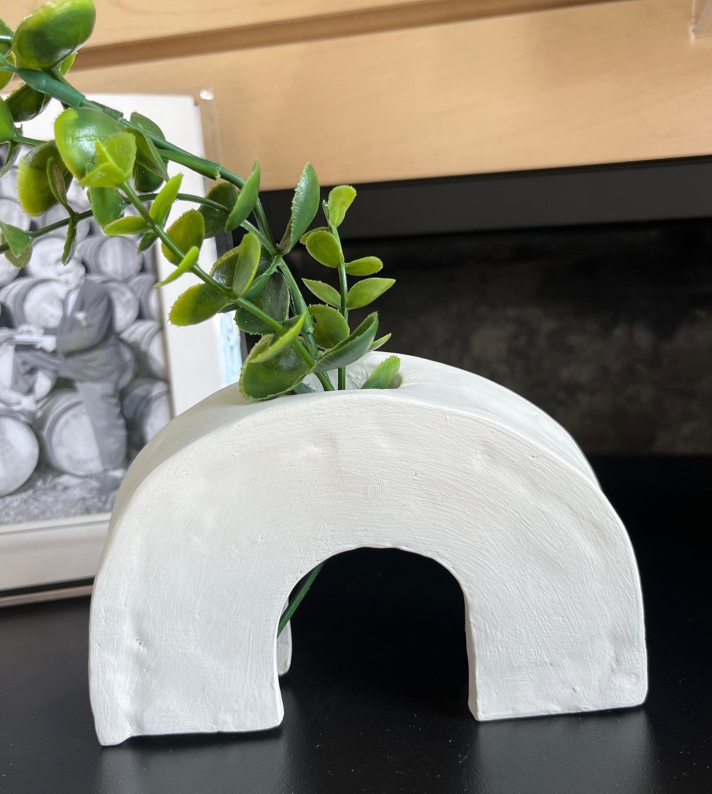 Vase Pour Tige Blanc en Argile